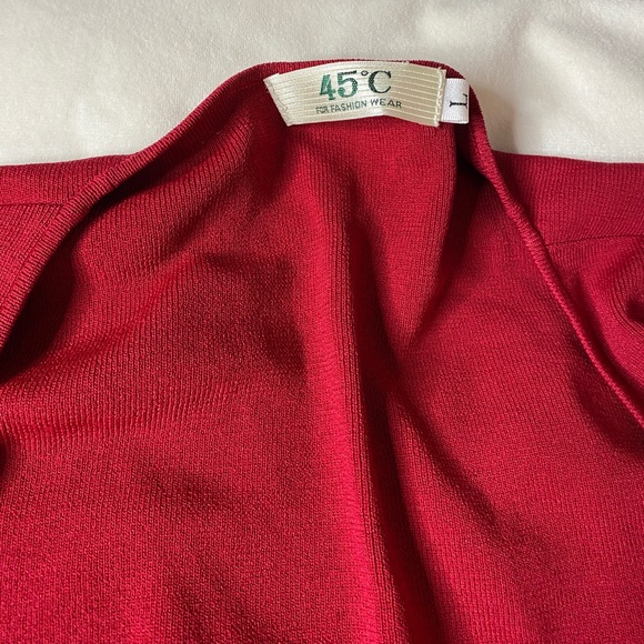 Red Cardigan Fitted Silhouette Metal Accents Multi Media Design - Picture 9 of 11